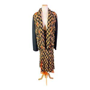 Molato Plus Size 2X Skirt Jacket Set Tweed Art to Wear Black Orange